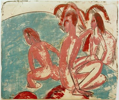 Tres bañistas en las rocas de Ernst Ludwig Kirchner