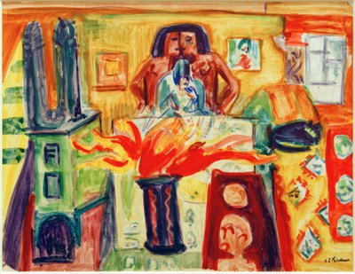Interior con tulipanes de Ernst Ludwig Kirchner