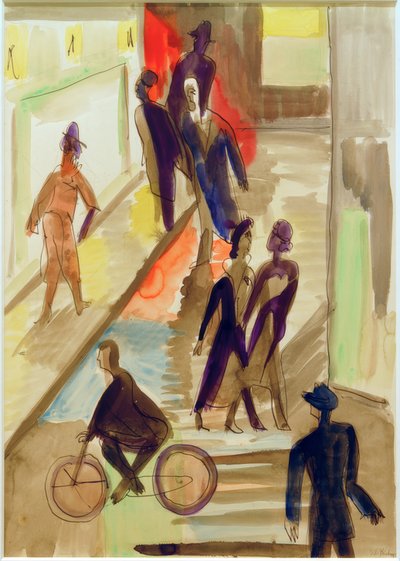Escena callejera con bicicleta de Ernst Ludwig Kirchner