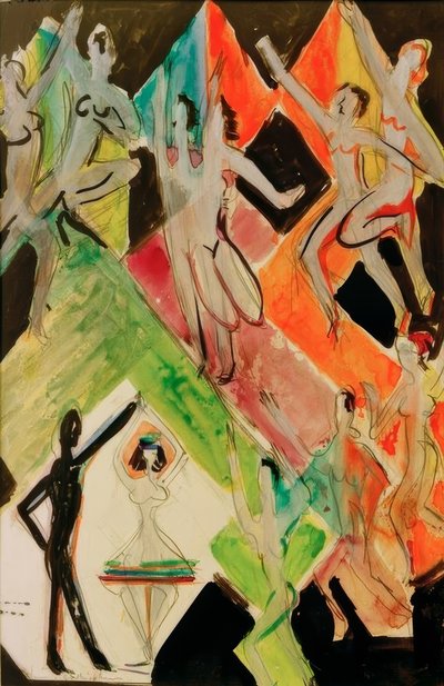 Boceto para el mural Danza de colores de Ernst Ludwig Kirchner