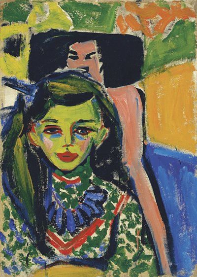 Fränzi frente a una silla tallada de Ernst Ludwig Kirchner