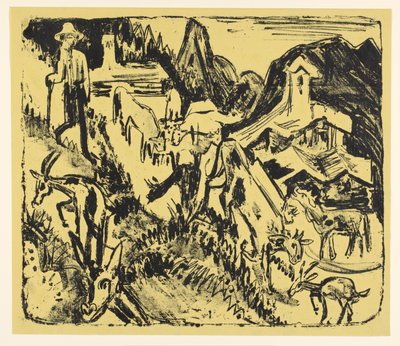 Cabrero con su rebaño en las montañas de Ernst Ludwig Kirchner