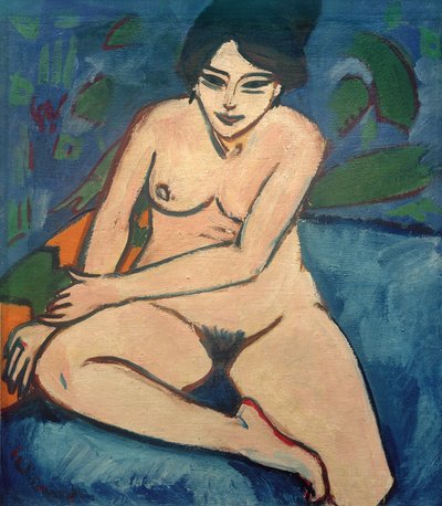 Alemán: Desnudo sobre fondo azul Desnudo sobre fondo azul de Ernst Ludwig Kirchner