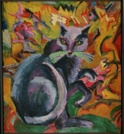 Gato gris sobre cojín de Ernst Ludwig Kirchner