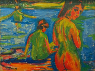 Niñas bañándose en el lago de Ernst Ludwig Kirchner