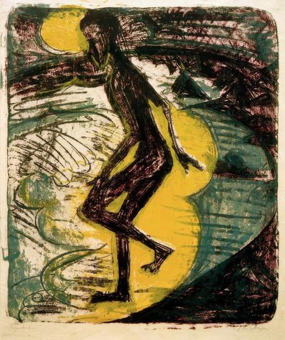 Hombre entrando al mar de Ernst Ludwig Kirchner