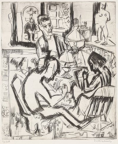 Interior con personas. 1923 de Ernst Ludwig Kirchner