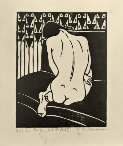 Desnudo en cuclillas, visto desde atrás de Ernst Ludwig Kirchner