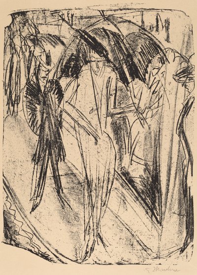 Dama en la lluvia de Ernst Ludwig Kirchner