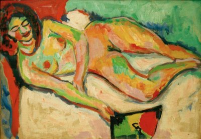 Desnudo reclinado con abanico de Ernst Ludwig Kirchner