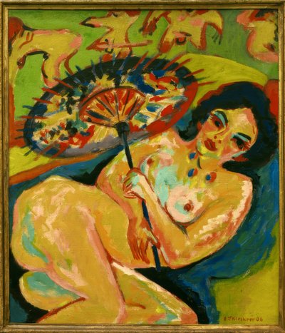 Niña bajo sombrilla japonesa de Ernst Ludwig Kirchner