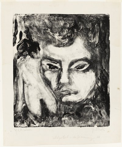 Cabeza de hombre con desnudo de Ernst Ludwig Kirchner