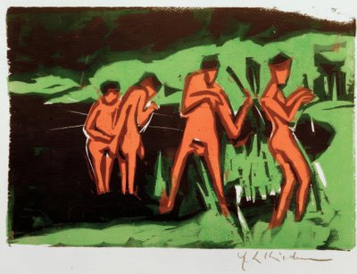 Bañistas lanzando juncos de Ernst Ludwig Kirchner