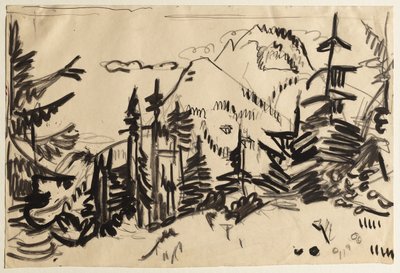 Paisaje Montañoso con Abetos de Ernst Ludwig Kirchner