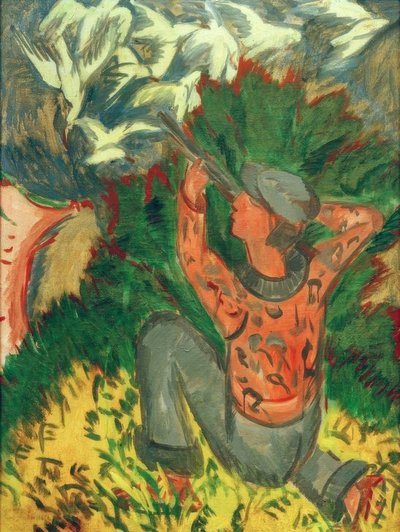 Cazador de gaviotas en el bosque de Ernst Ludwig Kirchner