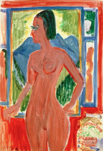 Mujer desnuda en la ventana de Ernst Ludwig Kirchner