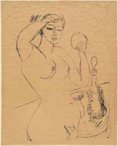 Niña desnuda en su tocador de Ernst Ludwig Kirchner
