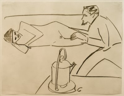 Sin título (Fränzi reclinada en conversación con Erich Heckel) de Ernst Ludwig Kirchner