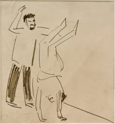 Sin título (Hombre con niña haciendo el pino) de Ernst Ludwig Kirchner