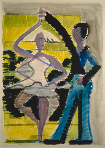 Pirouetting Dancer, c.1931-32 (acuarela y pincel en negro sobre lápiz sobre cartón vitela liso) de Ernst Ludwig Kirchner