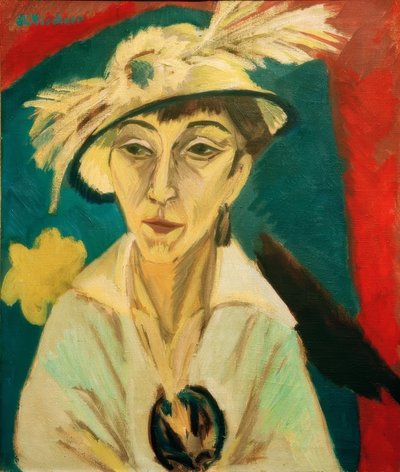 Retrato de Erna Schilling (Mujer enferma, Dama con sombrero) de Ernst Ludwig Kirchner