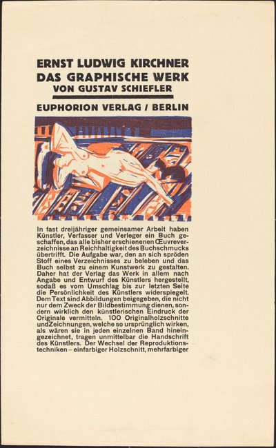 Desnudo reclinado con gato (Ilustración para Ernst Ludwig Kirchner: Das Graphische Werk) de Ernst Ludwig Kirchner
