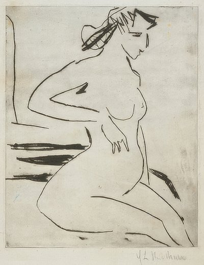 Mujer desnuda embarazada, sentada de Ernst Ludwig Kirchner