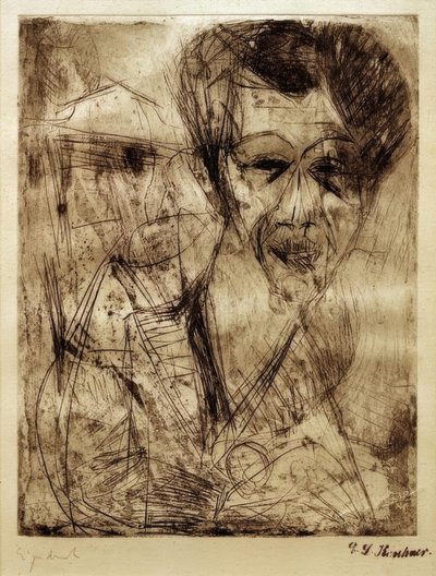 Autorretrato (dibujando) de Ernst Ludwig Kirchner