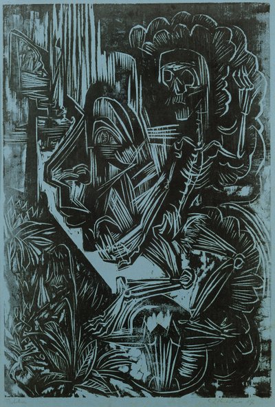 Autorretrato con la muerte bailando, 1917 de Ernst Ludwig Kirchner