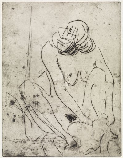 Niña secándose / Dos mujeres bañándose de Ernst Ludwig Kirchner