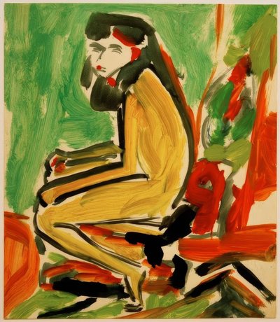 Fränzi sentada con cara blanca de Ernst Ludwig Kirchner