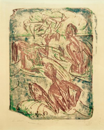 Bañistas salpicando de Ernst Ludwig Kirchner