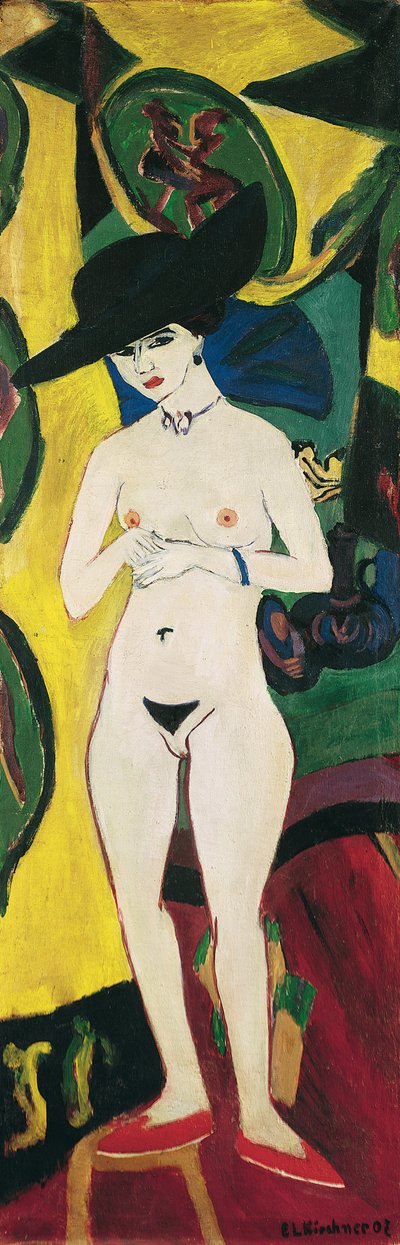 Desnudo de pie con sombrero de Ernst Ludwig Kirchner