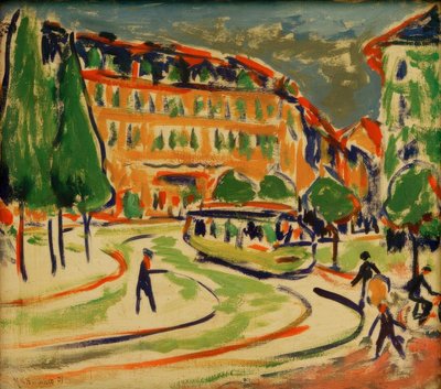 Tranvía en Dresde de Ernst Ludwig Kirchner