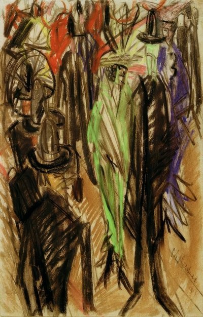 Escena Callejera con Dama Verde de Ernst Ludwig Kirchner