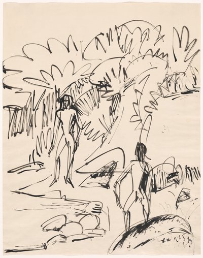 Dos bañistas en la costa de Fehmarn de Ernst Ludwig Kirchner