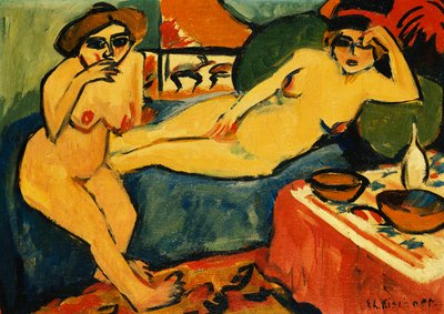Dos desnudos en un sofá azul de Ernst Ludwig Kirchner