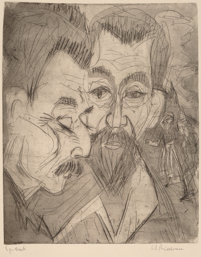 Dos cabezas de campesinos de Ernst Ludwig Kirchner