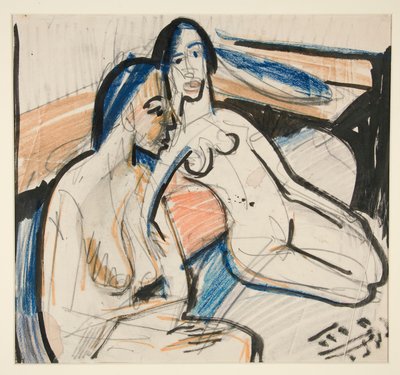 dos mujeres sentadas en estudio de Ernst Ludwig Kirchner