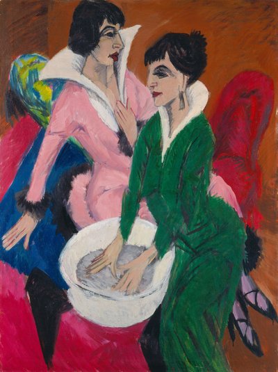 Dos Mujeres junto a un Fregadero. Las Hermanas, 1913 de Ernst Ludwig Kirchner