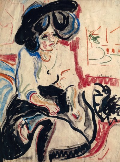 Joven mujer con cigarrillo de Ernst Ludwig Kirchner