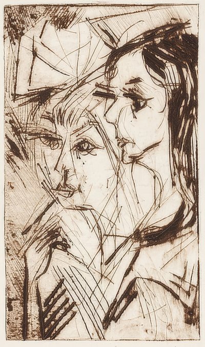 Dos cabezas de niñas. 1919 de Ernst Ludwig Kirchner