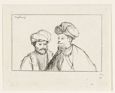 retrato, de, dos hombres, con, turbantes de Ernst Willem Jan Bagelaar