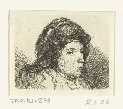 Retrato busto de una mujer con tela alrededor de su cabeza de Ernst Willem Jan Bagelaar