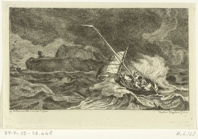 Barco de vela en un mar tormentoso de Ernst Willem Jan Bagelaar
