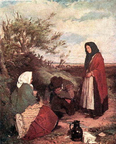 Gitanos en la carretera (litografía en color) de Erskine Nicol