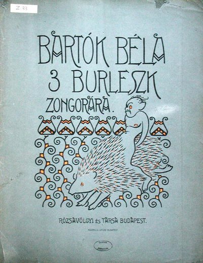 Portada de una partitura para tres burlas para piano de Bela Bartok (1881-1945) 1912 de Ervin Voit