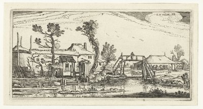 Granja en un canal cerca de Haarlem Paisajes (título de la serie) de Esaias van de Velde