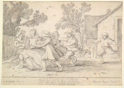 Chicos persiguiendo a una chica de Esaias van de Velde