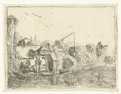 Cervecería a la orilla de un río Pequeños paisajes (título de serie) de Esaias van de Velde